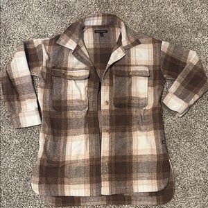 Brown Plaid Button-Up Shirt